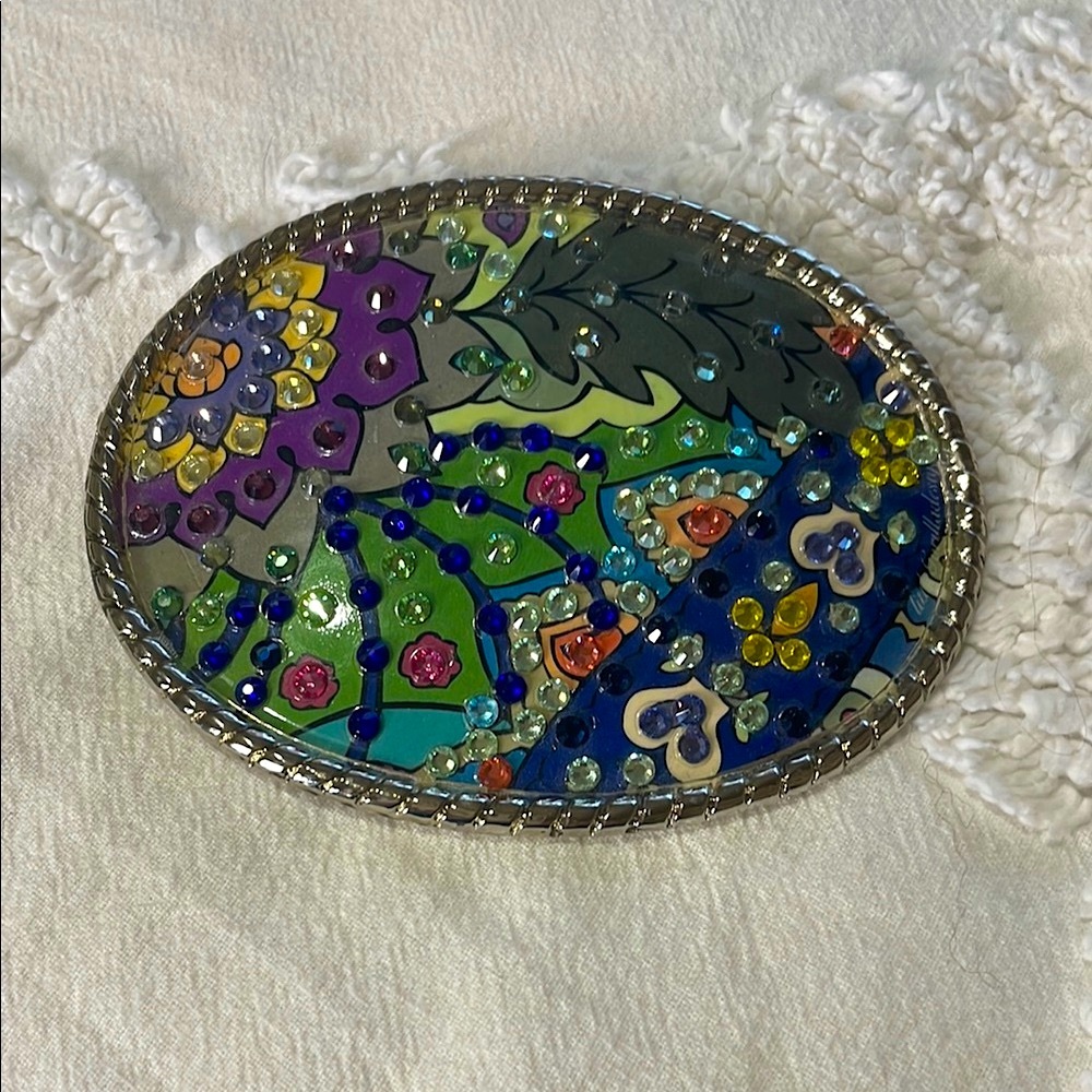 Colorful Mosaic Crystal Belt Buckle